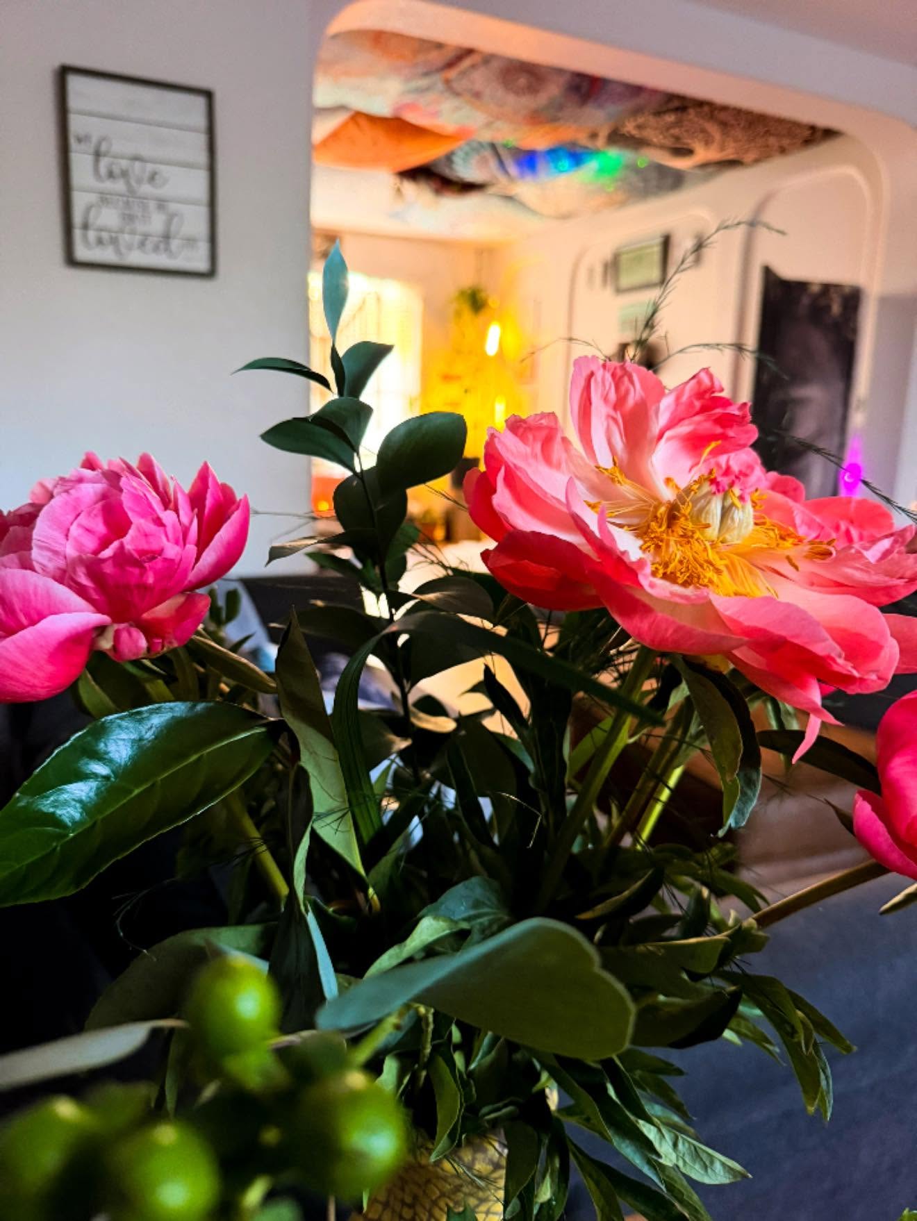 Fresh flowers inside The Healing River House