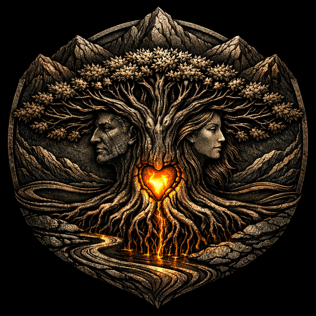 Oak and Ember tree crest artwork